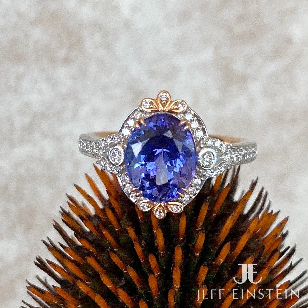 18ct Rose and White Gold Tanzanite Ring